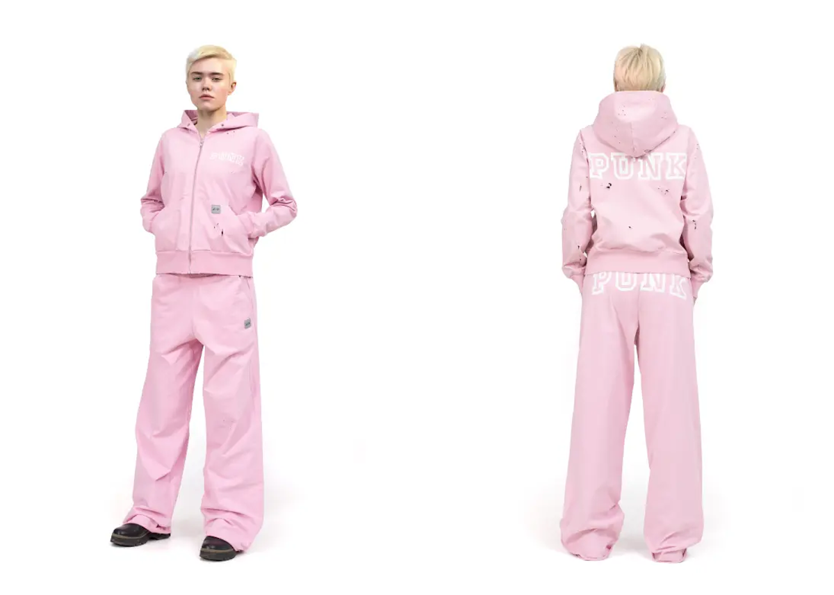 Pink hoodie size M, and pink sweatpants size M